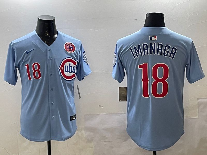 Men Chicago Cubs #18 Imanaga Light Blue Throwback 2025 Nike MLB Jersey style 1